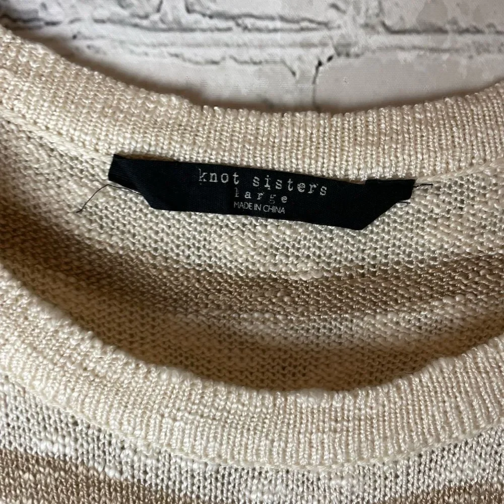 Knot Sisters Stripe Pullover Sleeveless Sweater Tank L